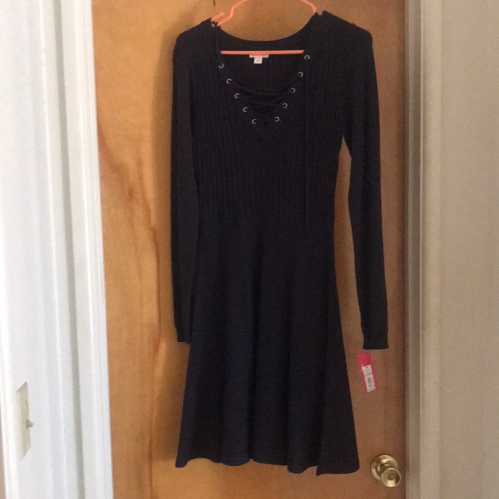 Long sleeve navy dress